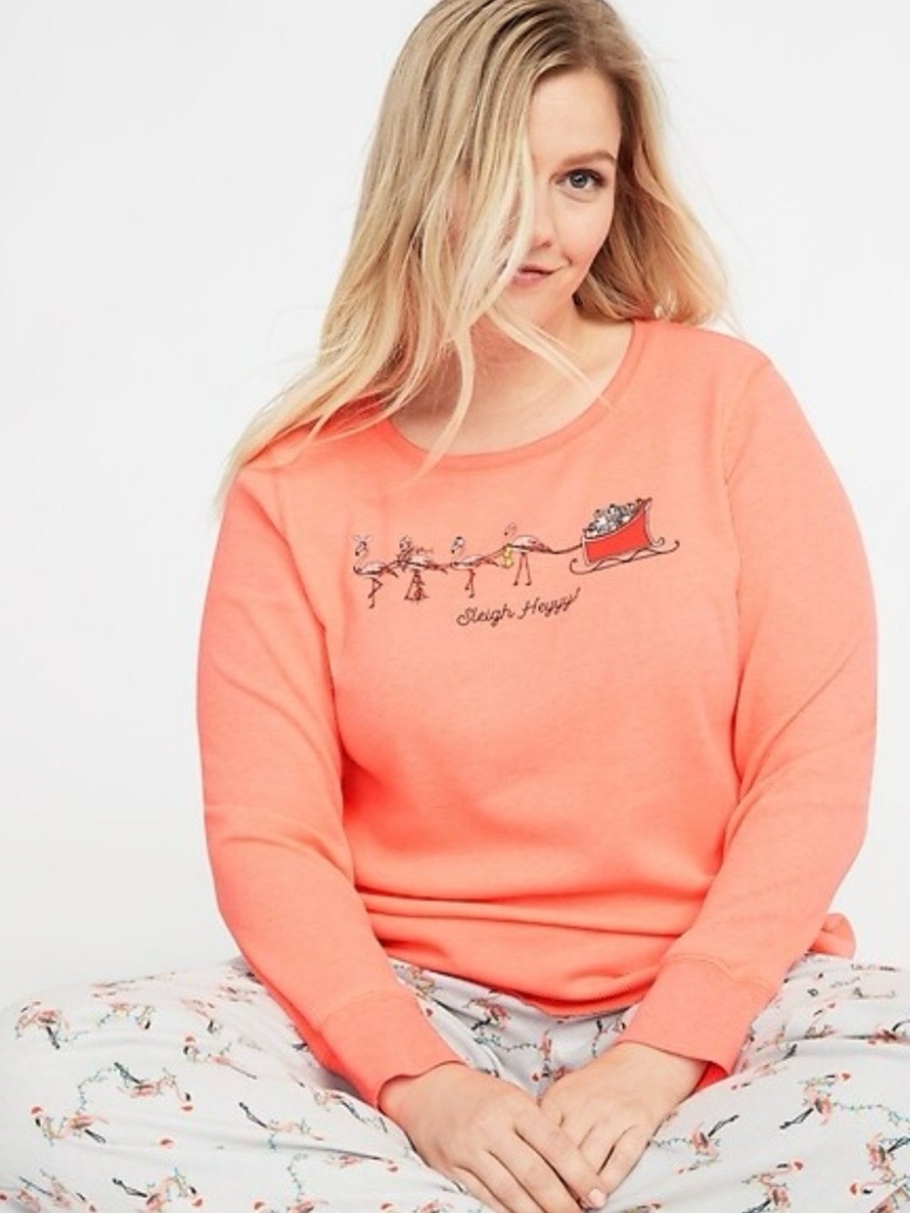 NWT Old Navy Size XXL Slim-Fit Plus Size Christmas Graphic Thermal Knit Tee